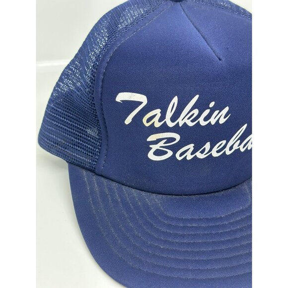 VTG Speedway “Talkin’ Baseball” Snapback Hat – 80s/90s Blue Trucker Cap One Size - Picture 3 of 7